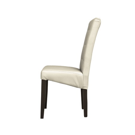 Produs în România - Set 2 scaune living TEO LUX, picioare lemn wenge, piele ecologica crem, 46x60x98 cm