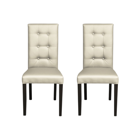 Produs în România - Set 2 scaune living TEO LUX, picioare lemn wenge, piele ecologica crem, 46x60x98 cm