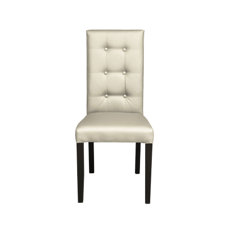 Produs în România - Set 2 scaune living TEO LUX, picioare lemn wenge, piele ecologica crem, 46x60x98 cm