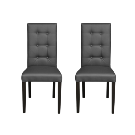 Produs în România - Set 2 scaune living TEO LUX, picioare lemn wenge, piele ecologica gri, 46x60x98 cm