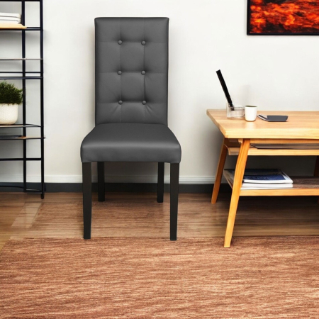 Set 2 scaune living TEO LUX, picioare lemn wenge, piele ecologica gri, 46x60x98 cm [4]