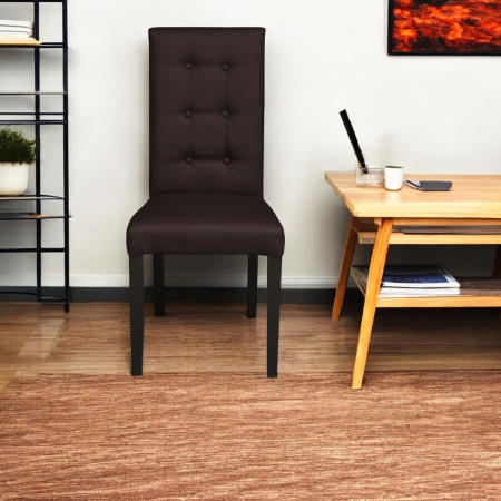 Set 2 scaune living TEO LUX, picioare lemn wenge, piele ecologica maro inchis, 46x60x98 cm [4]