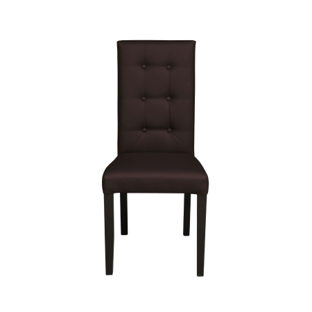 Produs în România - Set 2 scaune living TEO LUX, picioare lemn wenge, piele ecologica maro inchis, 46x60x98 cm
