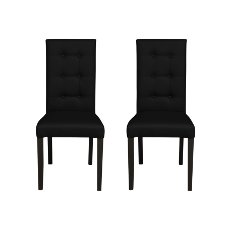 Produs în România - Set 2 scaune living TEO LUX, picioare lemn wenge, piele ecologica negru, 46x60x98 cm
