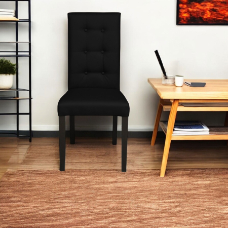 Set 2 scaune living TEO LUX, picioare lemn wenge, piele ecologica negru, 46x60x98 cm [4]