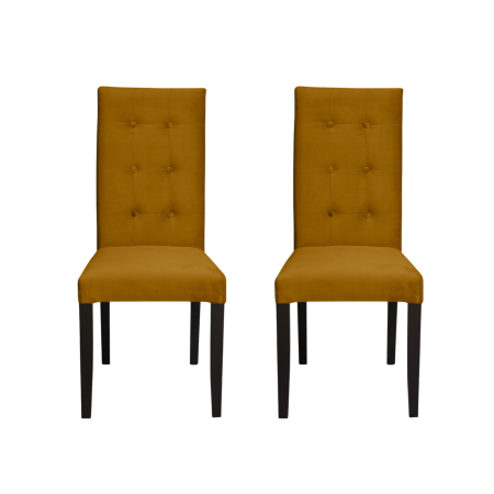 Produs în România - Set 2 scaune living TEO LUX, picioare lemn wenge, stofa galben, 46x60x98 cm
