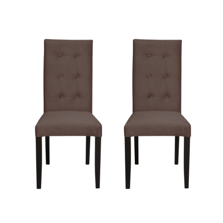 Scaune Dining - Set 2 scaune living TEO LUX, picioare lemn wenge, stofa maro, 46x60x98 cm