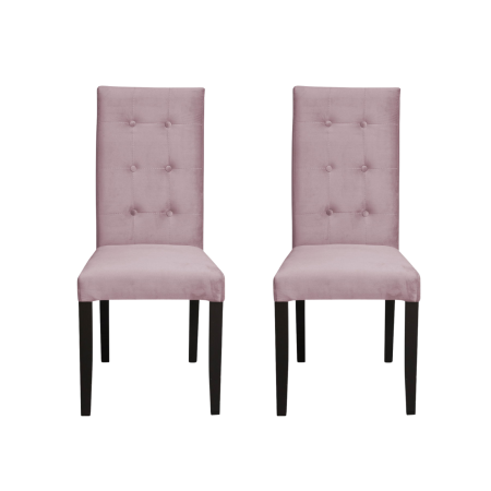 Scaune Dining - Set 2 scaune living TEO LUX, picioare lemn wenge, stofa roz pudra, 46x60x98 cm