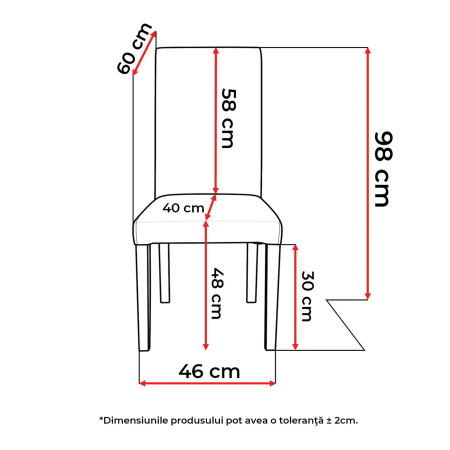 Set 2 scaune living TEO, picioare lemn alb, piele ecologica gri, 46x60x98 cm [6]