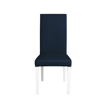 Scaune Dining - Set 2 scaune living TEO, picioare lemn alb, piele ecologica albastru, 46x60x98 cm