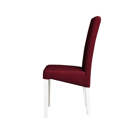 Scaune Dining - Set 2 scaune living TEO, picioare lemn alb, piele ecologica bordo, 46x60x98 cm