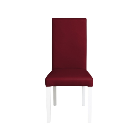 Scaune Dining - Set 2 scaune living TEO, picioare lemn alb, piele ecologica bordo, 46x60x98 cm