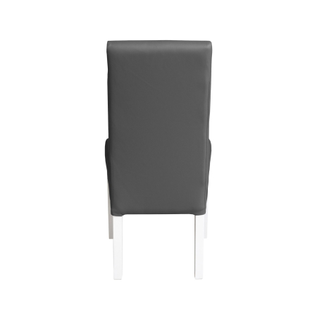Scaune Dining - Set 2 scaune living TEO, picioare lemn alb, piele ecologica gri, 46x60x98 cm