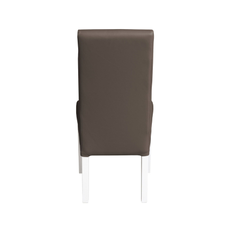 Scaune Dining - Set 2 scaune living TEO, picioare lemn alb, piele ecologica gri elefant, 46x60x98 cm