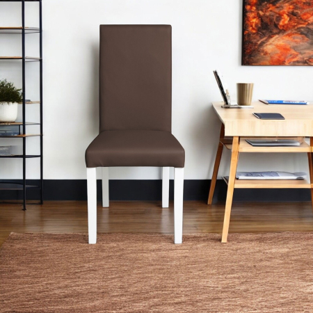 Set 2 scaune living TEO, picioare lemn alb, piele ecologica maro deschis, 46x60x98 cm [4]