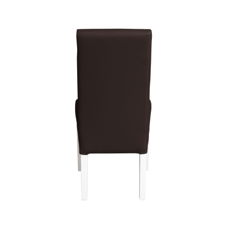 Scaune Dining - Set 2 scaune living TEO, picioare lemn alb, piele ecologica maro inchis, 46x60x98 cm