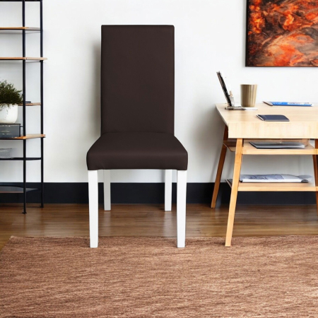 Set 2 scaune living TEO, picioare lemn alb, piele ecologica maro inchis, 46x60x98 cm [4]