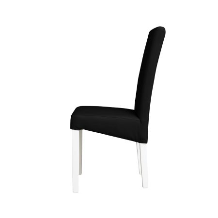 Scaune Dining - Set 2 scaune living TEO, picioare lemn alb, piele ecologica negru, 46x60x98 cm