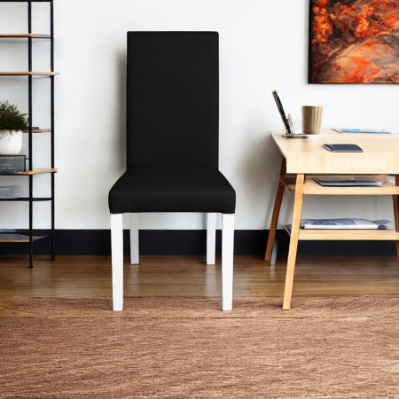 Set 2 scaune living TEO, picioare lemn alb, piele ecologica negru, 46x60x98 cm [4]