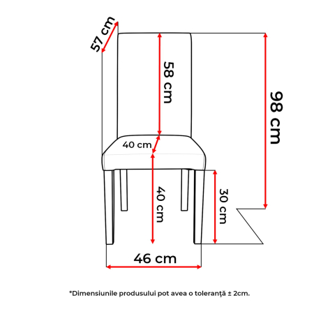 Set 2 scaune living TEO, picioare lemn alb, stofa turcoaz, 46x60x98 cm [6]