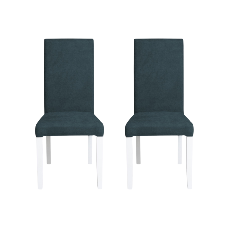 Scaune Dining - Set 2 scaune living TEO, picioare lemn alb, stofa albastru, 46x60x98 cm