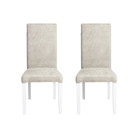Scaune Dining - Set 2 scaune living TEO, picioare lemn alb, stofa crem, 46x60x98 cm