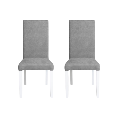 Scaune Dining - Set 2 scaune living TEO, picioare lemn alb, stofa gri deschis, 46x60x98 cm