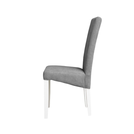 Scaune Dining - Set 2 scaune living TEO, picioare lemn alb, stofa gri deschis, 46x60x98 cm
