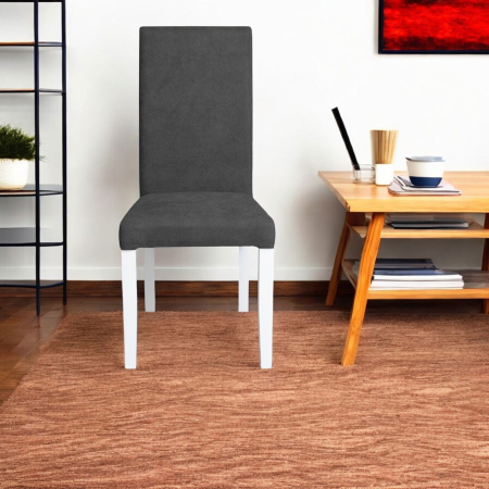 Set 2 scaune living TEO, picioare lemn alb, stofa gri inchis, 46x60x98 cm [4]