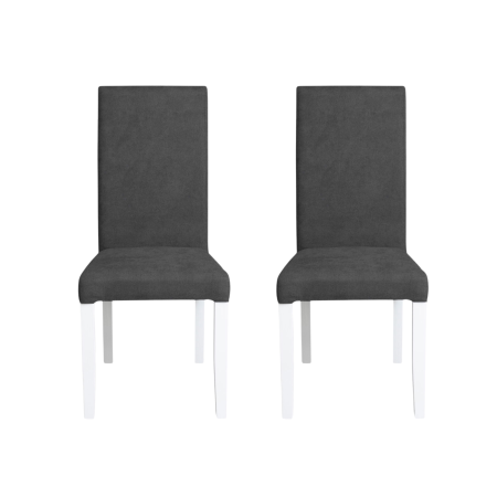 Scaune Dining - Set 2 scaune living TEO, picioare lemn alb, stofa gri inchis, 46x60x98 cm