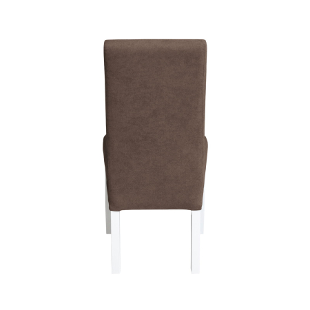 Scaune Dining - Set 2 scaune living TEO, picioare lemn alb, stofa maro, 46x60x98 cm
