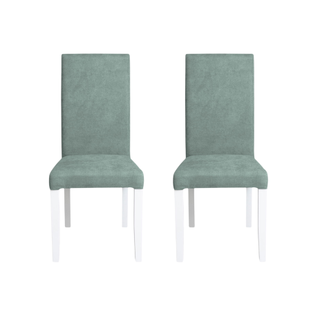 Scaune Dining - Set 2 scaune living TEO, picioare lemn alb, stofa mint, 46x60x98 cm
