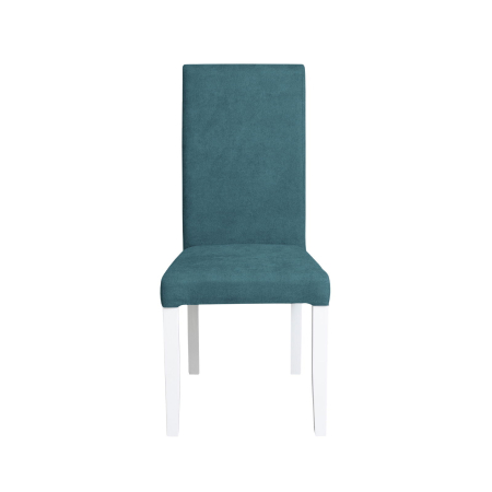 Scaune Dining - Set 2 scaune living TEO, picioare lemn alb, stofa turcoaz, 46x60x98 cm