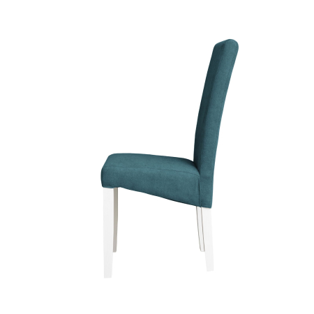 Scaune Dining - Set 2 scaune living TEO, picioare lemn alb, stofa turcoaz, 46x60x98 cm