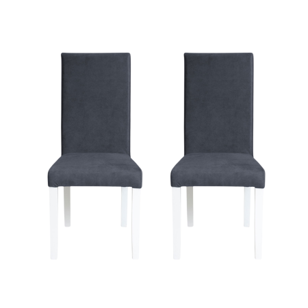 Scaune Dining - Set 2 scaune living TEO, picioare lemn alb, stofa z albastru, 46x60x98 cm