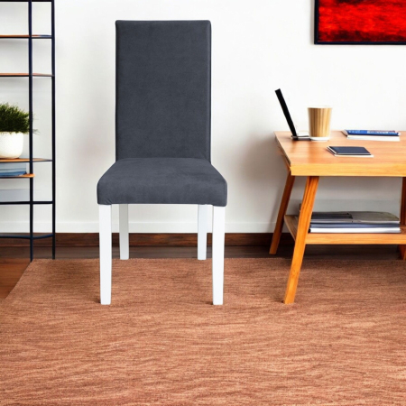Set 2 scaune living TEO, picioare lemn alb, stofa z albastru, 46x60x98 cm [4]