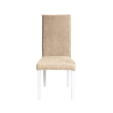 Scaune Dining - Set 2 scaune living TEO, picioare lemn alb, stofa z bej, 46x60x98 cm