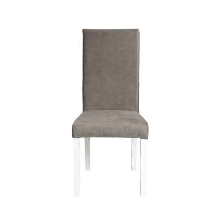 Scaune Dining - Set 2 scaune living TEO, picioare lemn alb, stofa z cappuccino, 46x60x98 cm