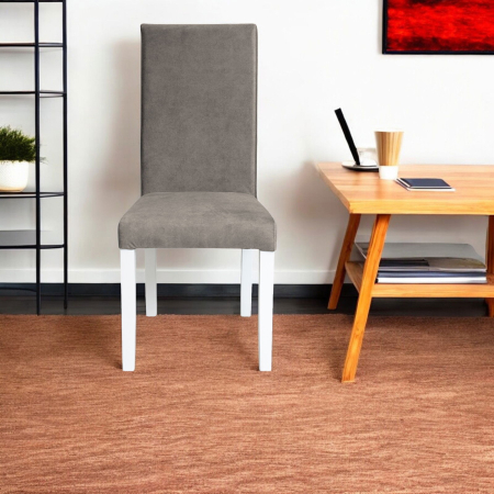 Set 2 scaune living TEO, picioare lemn alb, stofa z cappuccino, 46x60x98 cm [4]