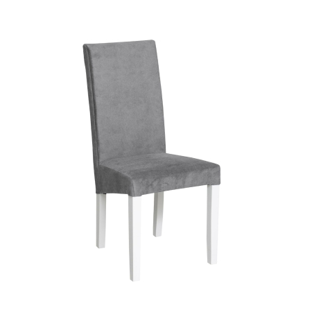 Scaune Dining - Set 2 scaune living TEO, picioare lemn alb, stofa z gri deschis, 46x60x98 cm