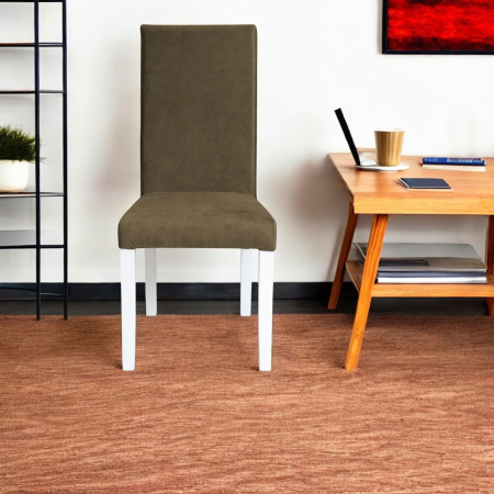 Set 2 scaune living TEO, picioare lemn alb, stofa z kaki, 46x60x98 cm [4]