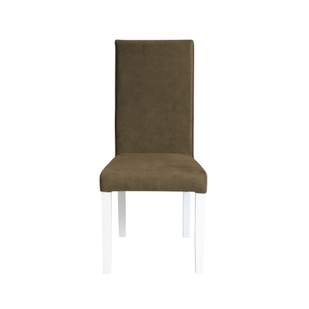 Scaune Dining - Set 2 scaune living TEO, picioare lemn alb, stofa z kaki, 46x60x98 cm