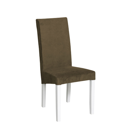 Scaune Dining - Set 2 scaune living TEO, picioare lemn alb, stofa z kaki, 46x60x98 cm