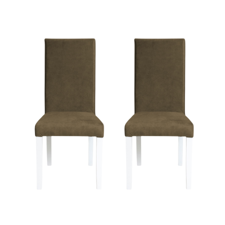Scaune Dining - Set 2 scaune living TEO, picioare lemn alb, stofa z kaki, 46x60x98 cm