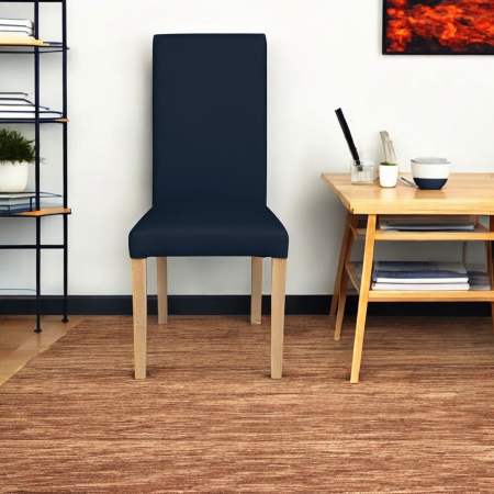 Set 2 scaune living TEO, picioare lemn natur, piele ecologica albastru, 46x60x98 cm [4]