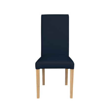 Scaune Dining - Set 2 scaune living TEO, picioare lemn natur, piele ecologica albastru, 46x60x98 cm