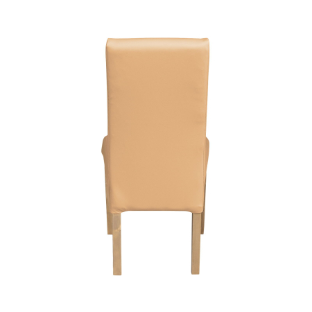 Scaune Dining - Set 2 scaune living TEO, picioare lemn natur, piele ecologica bej, 46x60x98 cm