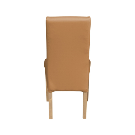 Scaune Dining - Set 2 scaune living TEO, picioare lemn natur, piele ecologica bej inchis, 46x60x98 cm