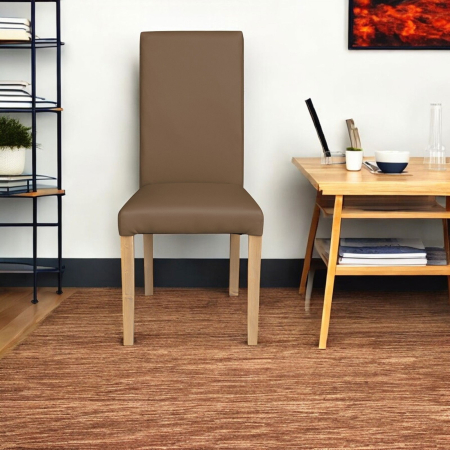 Set 2 scaune living TEO, picioare lemn natur, piele ecologica cappuccino, 46x60x98 cm [4]