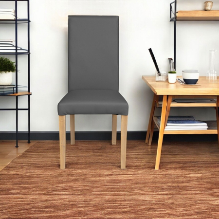Set 2 scaune living TEO, picioare lemn natur, piele ecologica gri, 46x60x98 cm [4]